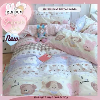 ชุดผ้าปูที่นอนลายน่ารัก (Premium) Soulmate love Collection ครบเซ็ท 6 ชิ้น