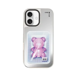iPhone 16 Mirror Case MagSafe Halftone Jelly Bear (88528799927178852879162813)