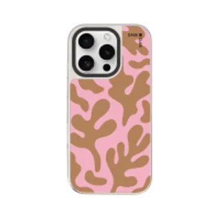 iPhone 16 Pro Mirror Case MagSafe Pink & Brown Abstract Freeform Pattern (88528792243378852879850383)