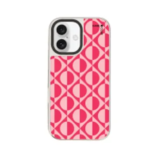 iPhone 16 Mirror Case MagSafe Red & Pink Contrast Geometry (88528799927178852879937060)