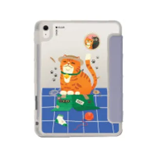 iPad Air4/5/6/7 11" 2025 (M2/M3) Clear Purple Orange Cat on The Box (88528798923078852879402025)
