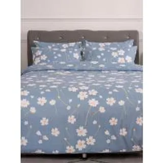Lucky Mattress ชุดผ้าปูที่นอน ป้องกันไรฝุ่น Micro Touch Flower Stlye ขนาด 3.5 ฟุต ลาย MD 021 สีฟ้า (MKP1225675)